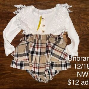Plaid Baby Romper Bubble with Lace Details